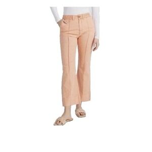Habitual Linen Kick Crop Pants Women Sz 4/27 Peach Whip Orange Braided Waistband